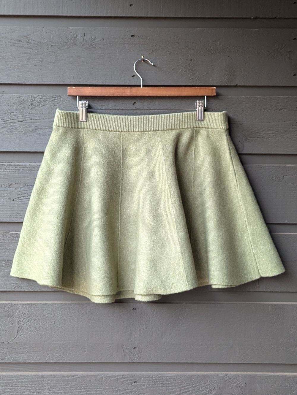 Free People Sage Green Knit Circle Skater Skirt Size XL